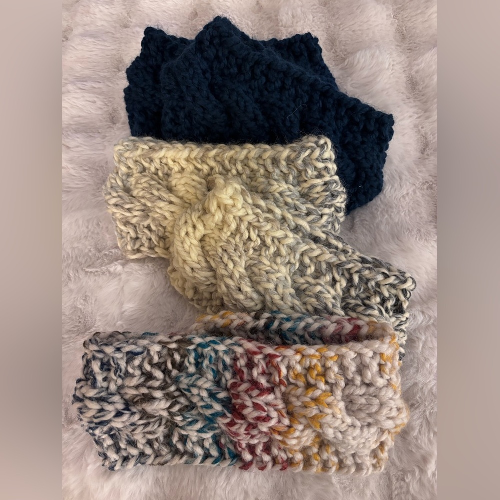 NWT Hand Crafted knit Headband cabled acrylic wool stretch fits most